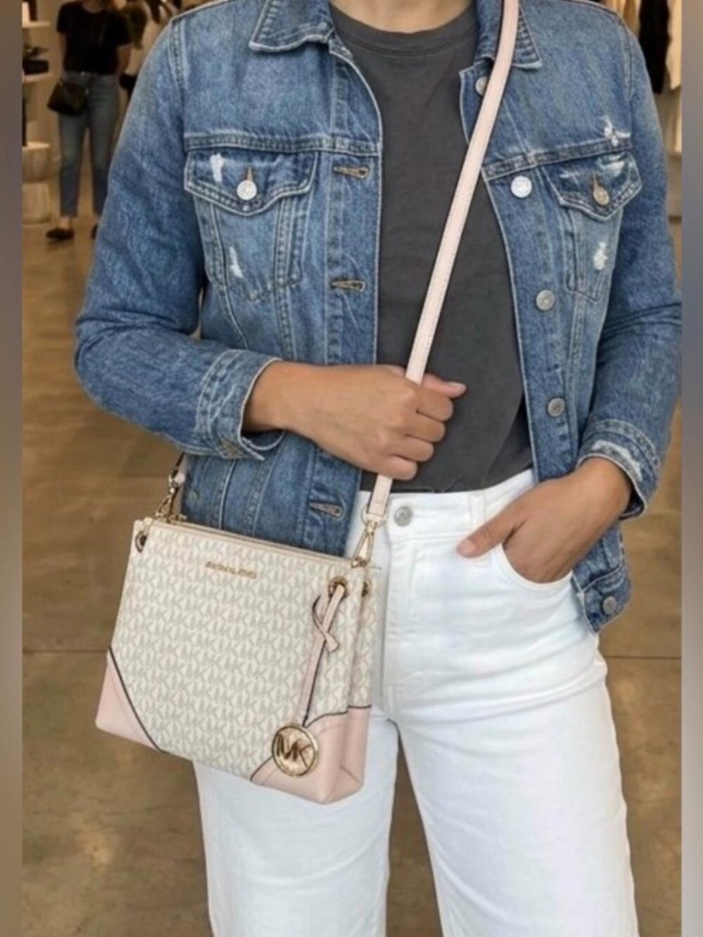 MICHAEL KORS Nicole Monogram Power Blush Crossbody Bag